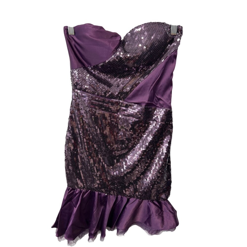 Lucy and Co Strapless Sequin Cocktail Dress Size Small Purple Evening Wear NEW